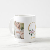 Modernes Gold Letter Q-Blume | Monogramm für zwei  Kaffeetasse (Vorderseite Links)