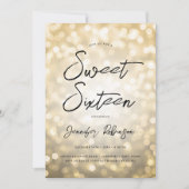 Modernes Gold Lights Foto Sweet 16 Party Einladung (Vorderseite)