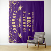 Modernes Gold Lila Abschluss Foto Stand Hintergrun Wandteppich (Beispiel)