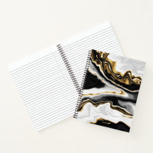 Modernes Gold Liquid Swirl Malerei ästhetisches D Notizblock