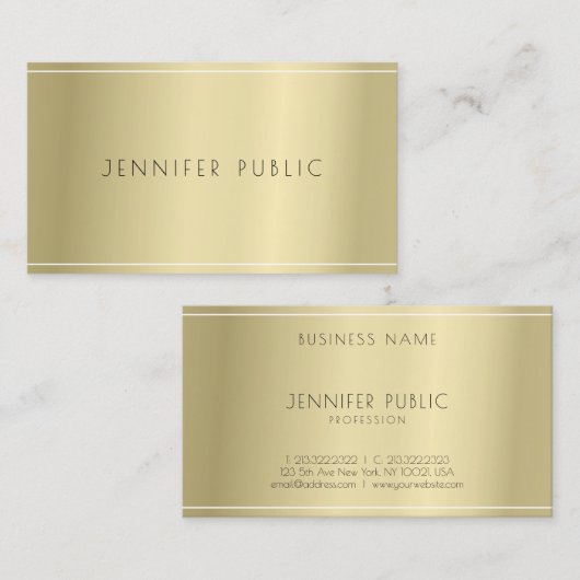 Modernes Gold Look Einfache Berufliche Vorlage Visitenkarte (Vorne/Hinten)