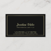 Modernes Gold Look Schwarzes Design Elegant Kreati Visitenkarte (Rückseite)