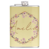 Modernes Gold Luxuriöses Blumenwasser-Farbverlauf Flachmann (Vorderseite)