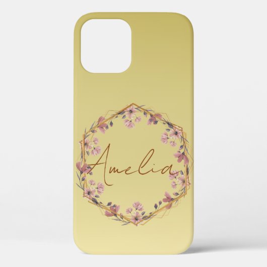 Modernes Gold Luxustypografie floral Aquarell gr Case-Mate iPhone Hülle (Rückseite)