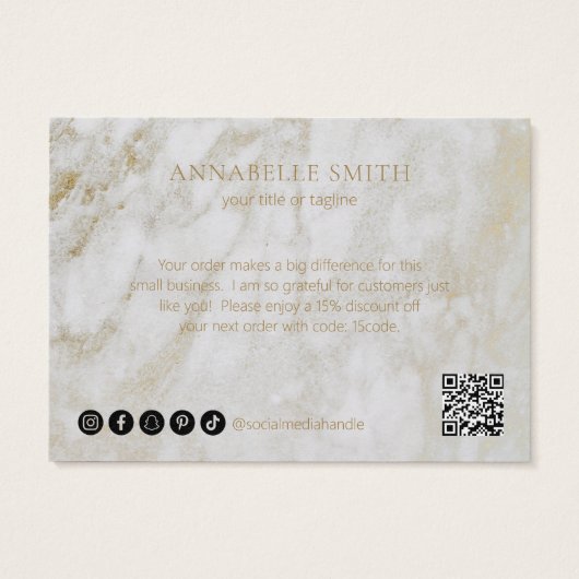 Modernes Gold Marmor Elegantes Business Vielen Dan (Rückseite)
