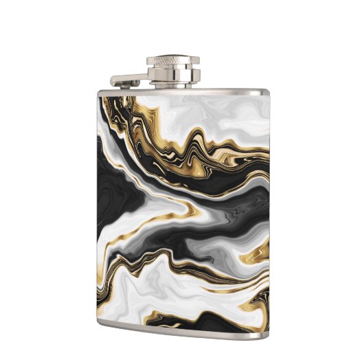 Modernes Gold-Marmorgemälde ästhetisch Flachmann (Links)