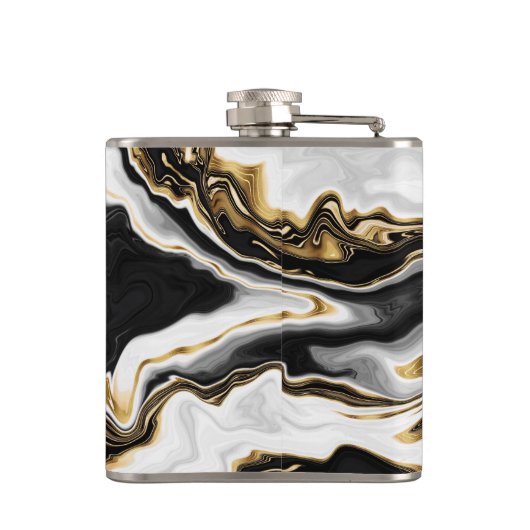 Modernes Gold-Marmorgemälde ästhetisch Flachmann (Rückseite)