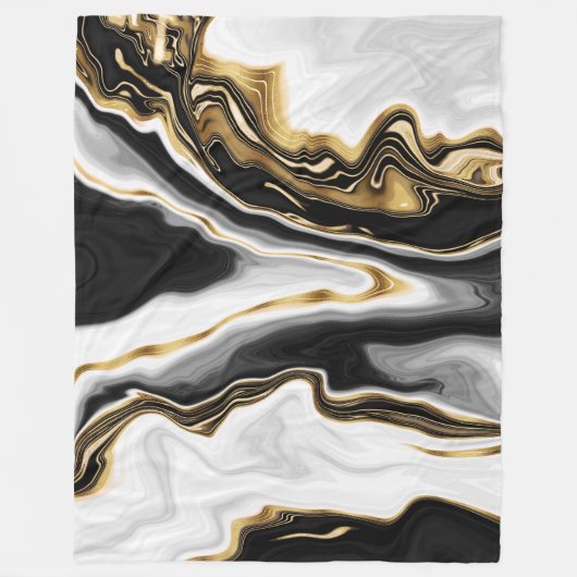 Modernes Gold-Marmorgemälde ästhetisch Fleecedecke (Vorderseite)