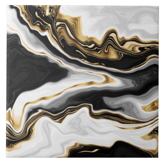 Modernes Gold-Marmorgemälde ästhetisch Fliese (Vorderseite)