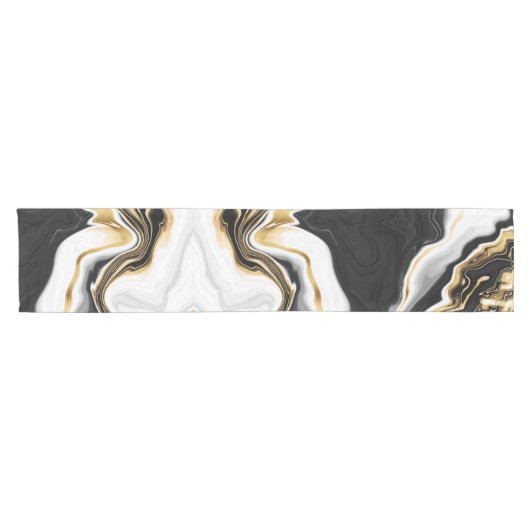 Modernes Gold-Marmorgemälde ästhetisch Kurzer Tischläufer (Horizontal)