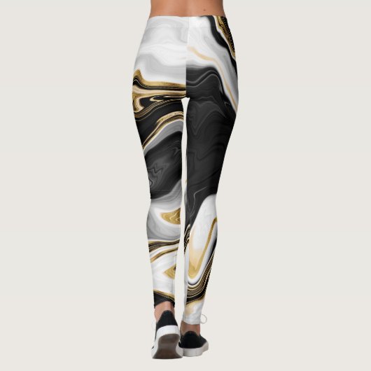 Modernes Gold-Marmorgemälde ästhetisch Leggings (Rückseite)