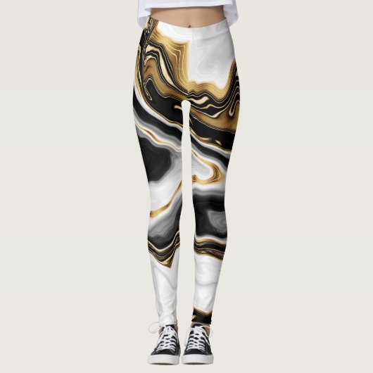 Modernes Gold-Marmorgemälde ästhetisch Leggings (Vorderseite)