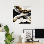 Modernes Gold-Marmorgemälde ästhetisch Poster (Heimbüro)