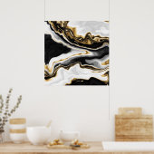 Modernes Gold-Marmorgemälde ästhetisch Poster (Küche)
