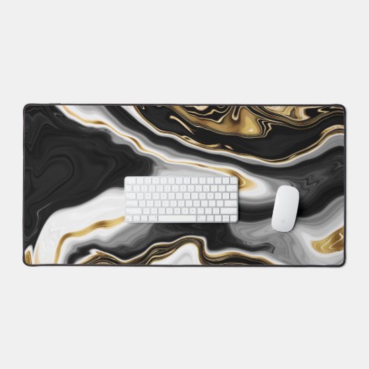 Modernes Gold-Marmorgemälde ästhetisch Schreibtischunterlage (Tastatur & Maus)