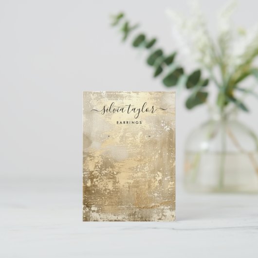 Modernes Gold Metal mit einfachem Earring Display Visitenkarte (Stehend Vorderseite)
