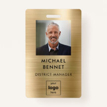 Modernes Gold Metal Mitarbeiter Foto ID Abzeichen