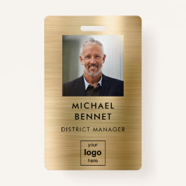 Modernes Gold Metal Mitarbeiter Foto ID Abzeichen Ausweis