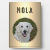Modernes Gold Metallic Dog Pet Foto Fotoplatte (Vorderseite)