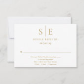 Modernes Gold Minimalistisch Monogram Wedding RSVP Karte (Vorderseite)