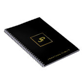 Modernes Gold Mit Monogramm Black Template Elegant Notizblock (Rechte Seite)