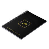 Modernes Gold Mit Monogramm Black Template Elegant Notizblock (Linke Seite)
