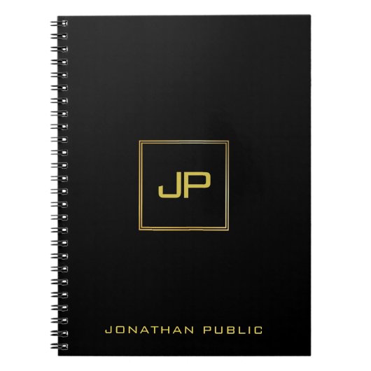 Modernes Gold Mit Monogramm Black Template Elegant Notizblock (Vorderseite)