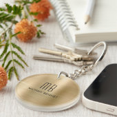 Modernes Gold Mit Monogramm Schlüsselanhänger (Vorderseite rechts)