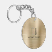 Modernes Gold Mit Monogramm Schlüsselanhänger (Vorderseite links)