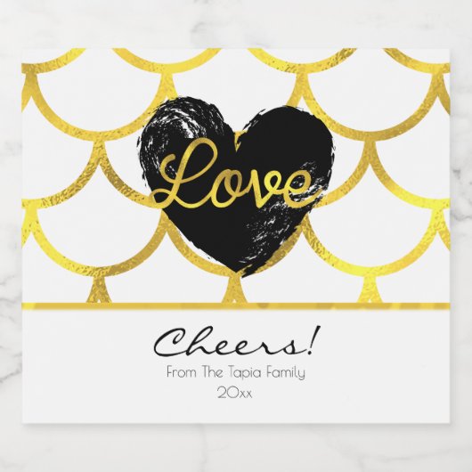 Modernes Gold-Muster mit Herz Bierflaschenetikett (Einzelnes Label)