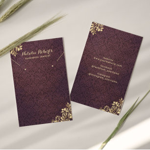 Modernes Gold-Ornament Lila Damask Earring Display