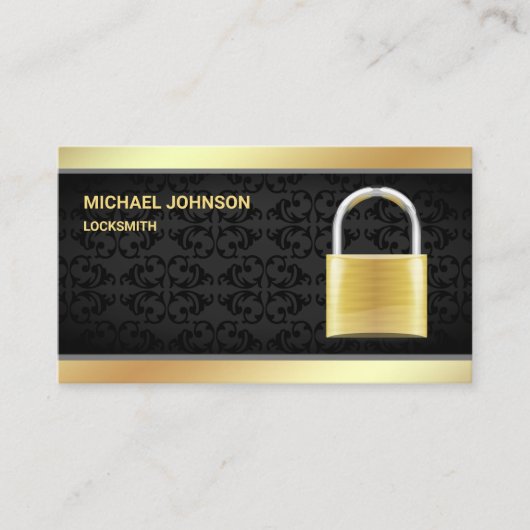 Modernes Gold Padlock Locksmith Visitenkarte (Vorderseite)