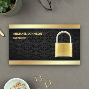 Modernes Gold Padlock Locksmith Visitenkarte