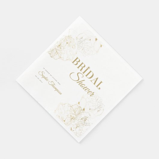 Modernes Gold Peonys Blumengeflecht Brautparty Serviette (Ecke)