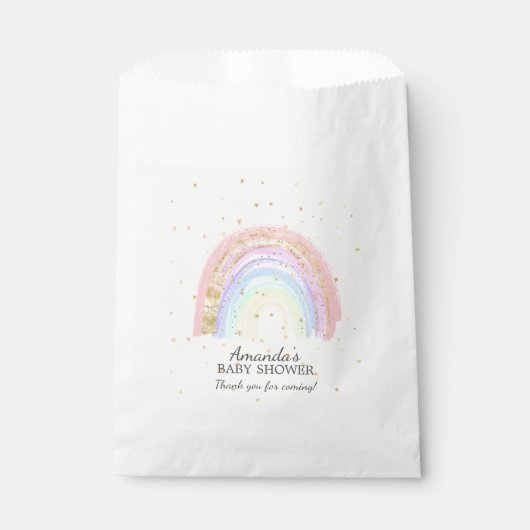 Modernes Gold Pink Rainbow Baby Dusche Beutel Geschenktütchen (Vorderseite)