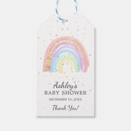 Modernes Gold Pink Rainbow Baby Dusche Gefallen Geschenkanhänger