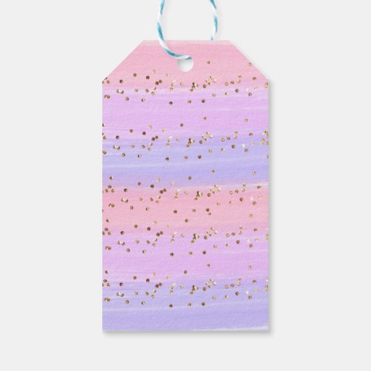 Modernes Gold Pink Rainbow Baby Dusche Gefallen Geschenkanhänger (Rückseite)