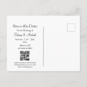 modernes Gold-QR-Foto Save the Date Ankündigungspostkarte (Rückseite)