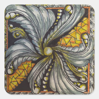 Modernes Gold Quadratischer Aufkleber