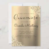 Modernes Gold Quinceanera Glitzer Party Einladung (Vorderseite)
