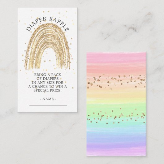 Modernes Gold Rainbow Baby Dusche Windeln Raffel Begleitkarte (Vorne/Hinten)