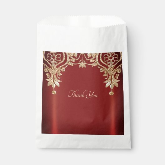 Modernes Gold Red Floral Fevor Bag Geschenktütchen (Vorderseite)