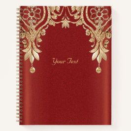 Modernes Gold Red Floral Notebook Notizblock