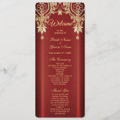 Modernes Gold Red Floral Wedding Programm (Vorderseite)