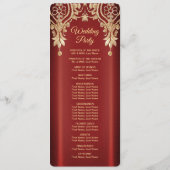Modernes Gold Red Floral Wedding Programm (Rückseite)