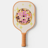 Modernes Gold Retro Disco Ball Beige Pickleball Schläger (Rückseite)