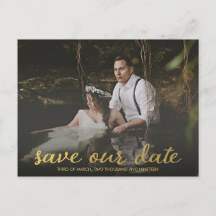 Modernes Gold Rette UNSERE Date Foto Postkarte