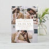 Modernes Gold Save the Date 3 Foto Gitterkollektio (Stehend Vorderseite)