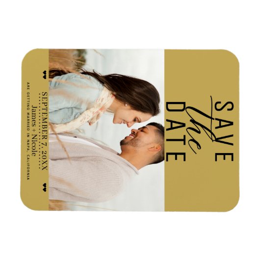 Modernes Gold Save the Date Hochzeitsfest Foto Magnet (Horizontal)