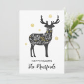 Modernes Gold Schwarz Minimaler Weihnachtsgrüßen Feiertagskarte (Stehend Vorderseite)